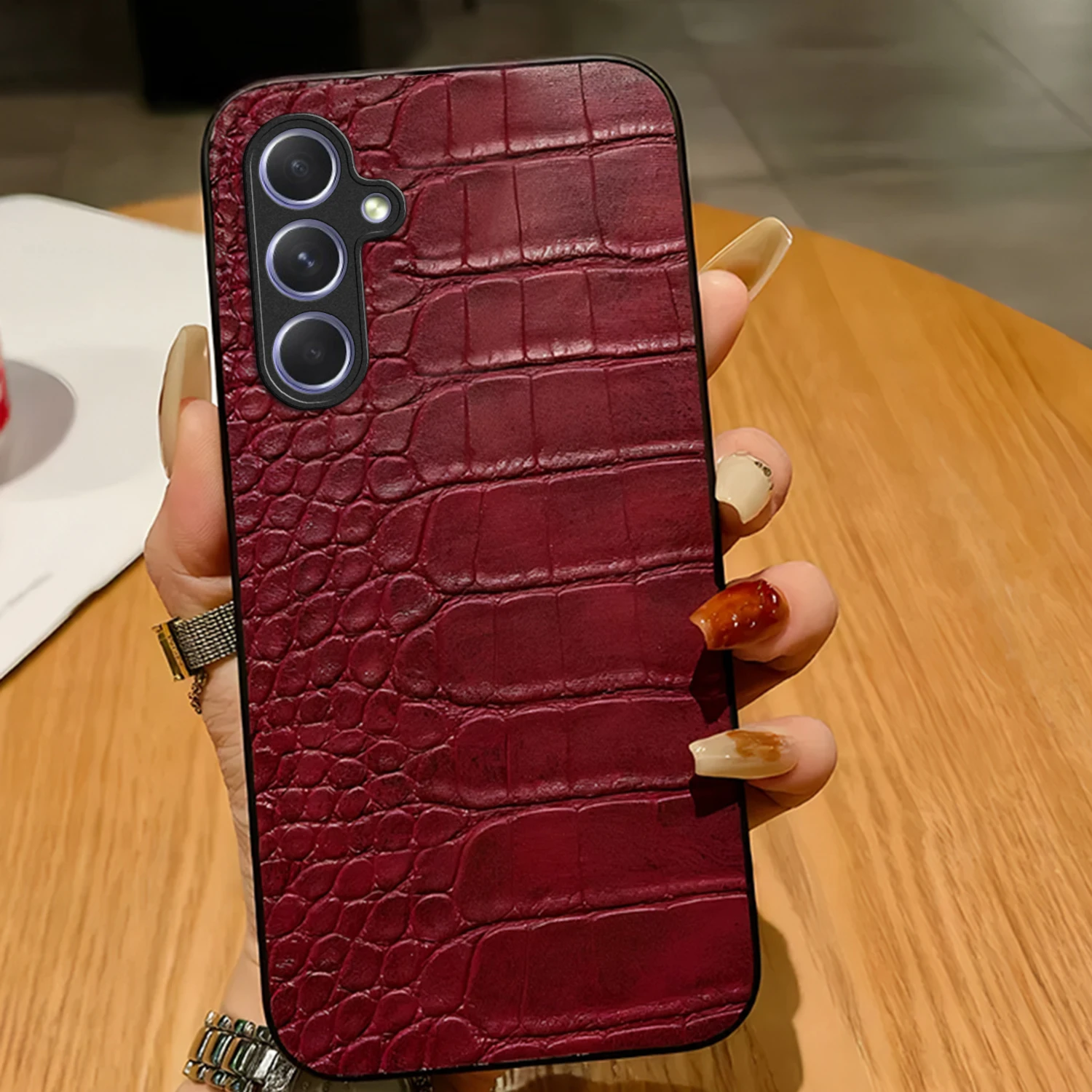 2024REDVAG for Samsung Galaxy A55 A35 5g Case Luxury Leather Shockproof Phone Lens Protection A55 A35 Alligator Skin Cover Cases