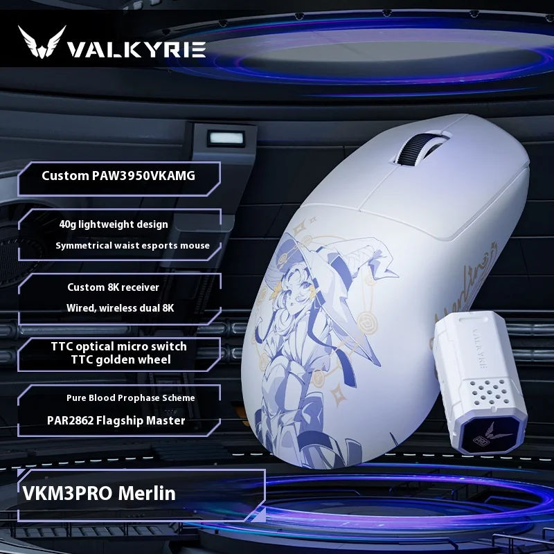 Ratón para juegos VALKYRIE VK M3 PRO, inalámbrico, 2,4G, Bluetooth, 3 modos, velocidad de orollamiento de 8000Hz, ratón ligero para jugadores, accesorios personalizados para PC