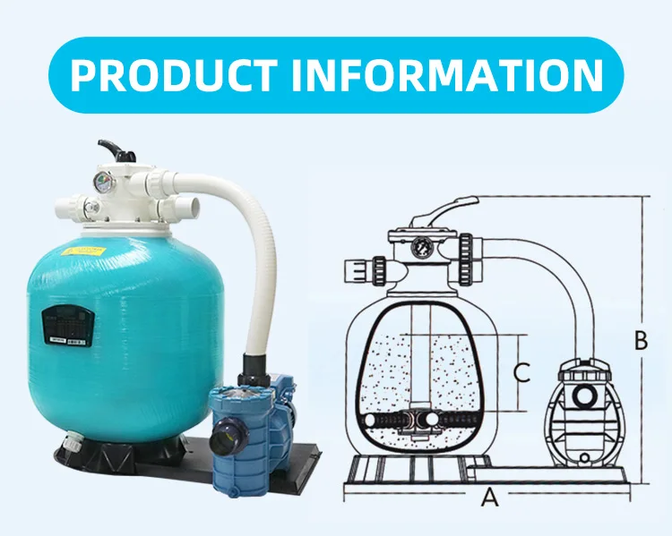 Sand Filter Pump For Above Ground Pools 13 Inch 24L 370W Swimming Pool Pumps Filters System Set With 6-Way Multi-Port Valve
