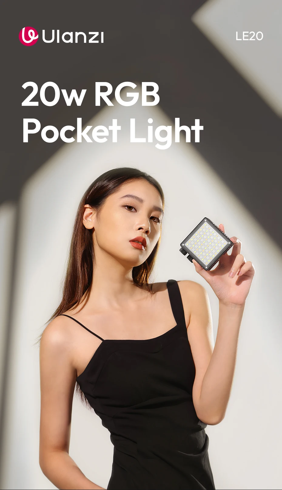 LE20 20W RGB Pocket Light CRI 95+ 2500K-9000K Dimmable Camera Video Light for DS