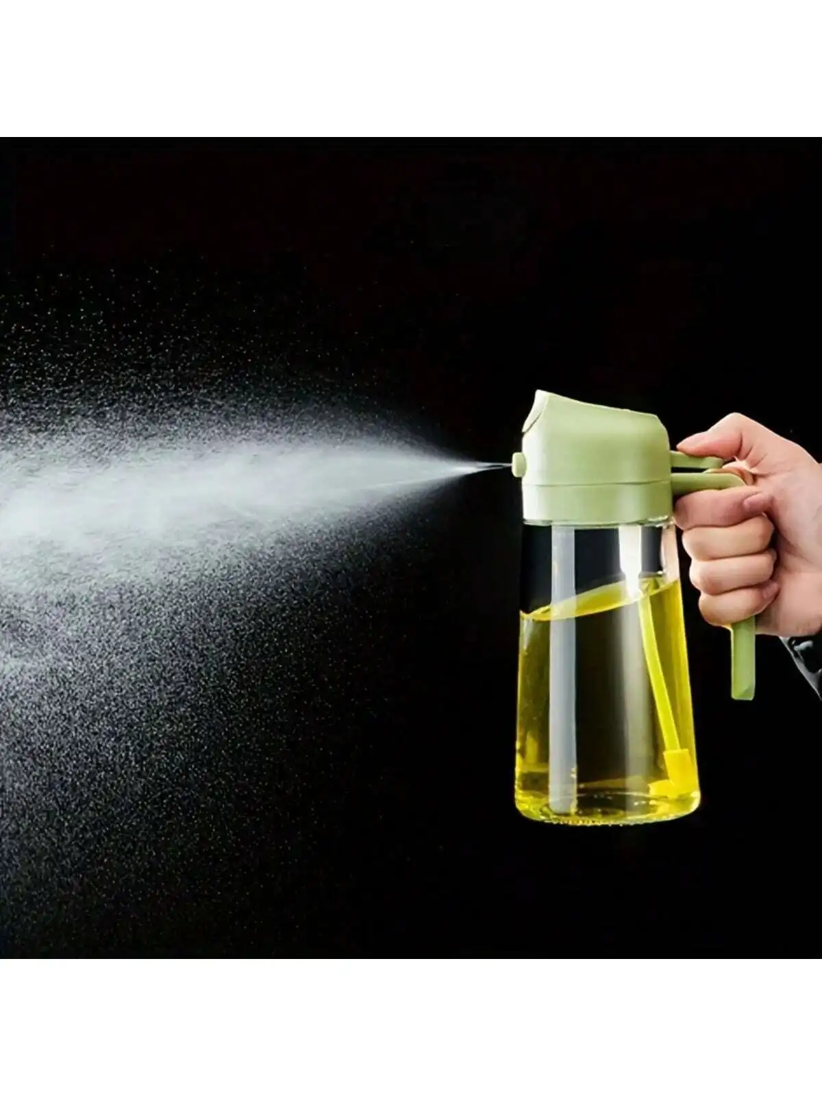 1PC Black Plastic Modern Clear Oil Sprayer 470ML , Oil Spray Bottle For Kitchen, For Camping Barbecue, Salad, Roasting, Cooking,