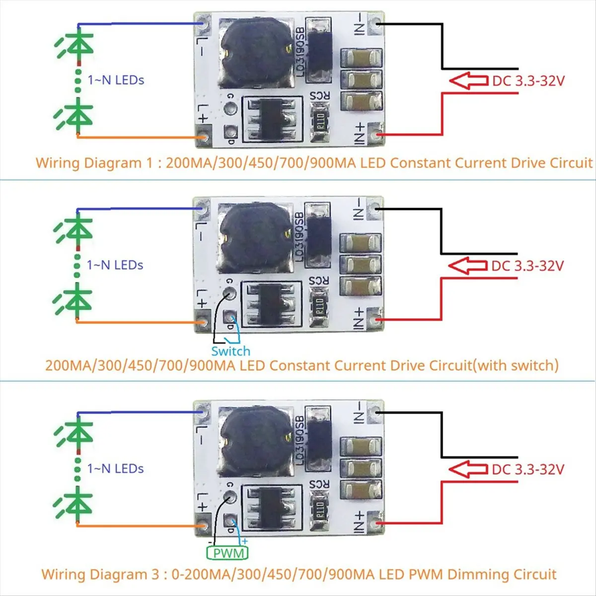TRENDY STYLE~DC 3.3-32V LED Dimmer Step-Down Constant Current LED Driver Module for Led Strip Lights Bedroom Signs Neon 700MA