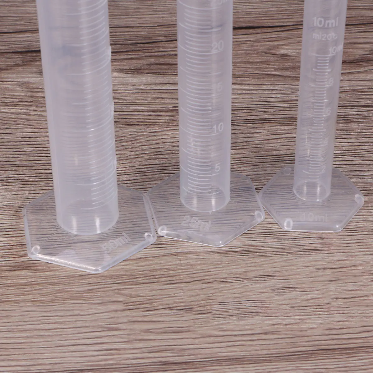 5Pcs Transparent Plastic Graduated Measuring Cylinders Set 10Ml 25Ml 50Ml 100Ml 250Ml Lab Grade Wide Rim Tapered Spout Accurate