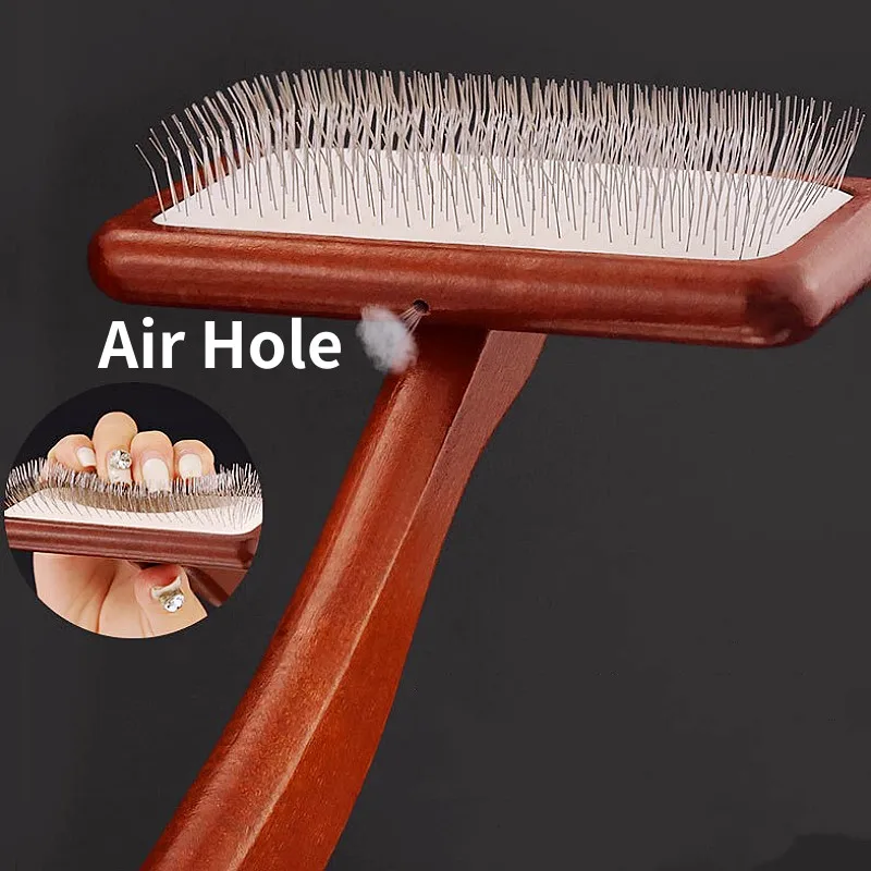 Cepillo de madera maciza para perros y gatos con mango cómodo - imagen 4