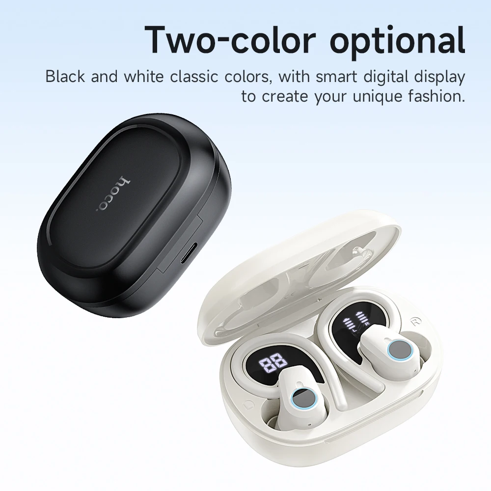 HOCO EQ8 Bluetooth 5.3 Wireless Earbuds LED Display Charging Box Sports HiFi Music Over-Ear Hooks Earphones with Touch Control