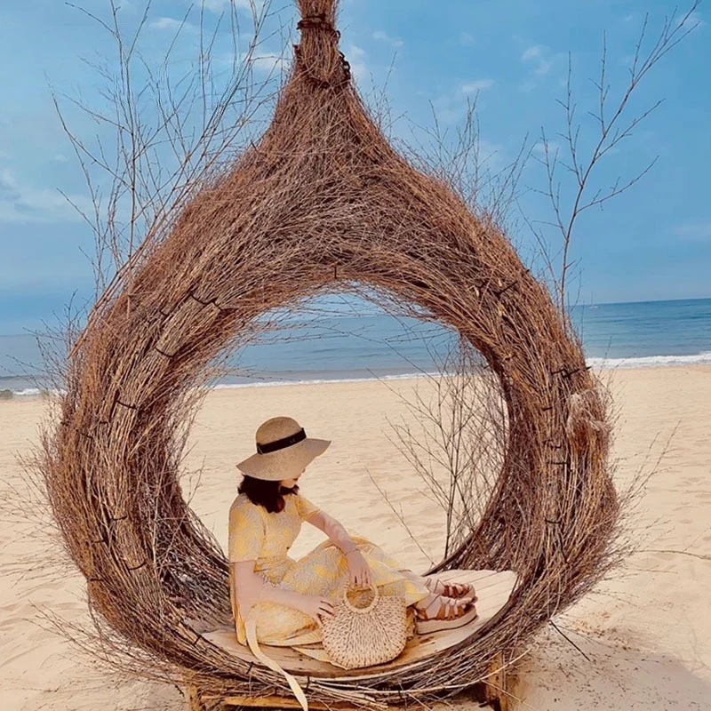 

Bird's nest swing scenic clock in wedding shooting props creative round bed outdoor hammock