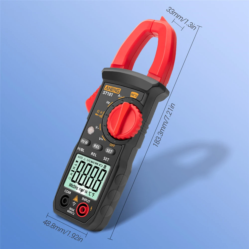 DC/AC Current ST181 4000 Counts Ammeter Voltage Tester Car Amp Hz Capacitance NCV Ohm Test Multimeter Digital Clamp Meter