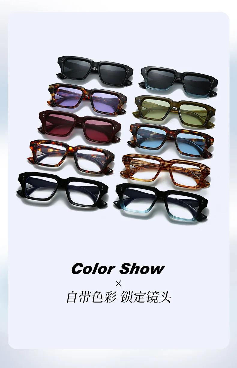 Luxus Vintage Nieten Schmücken Quadratischen Rahmen Sonnenbrille Frauen Männer Mode Designer Shades Sommer Reisen Stick Brillen UV400 – Detail 4