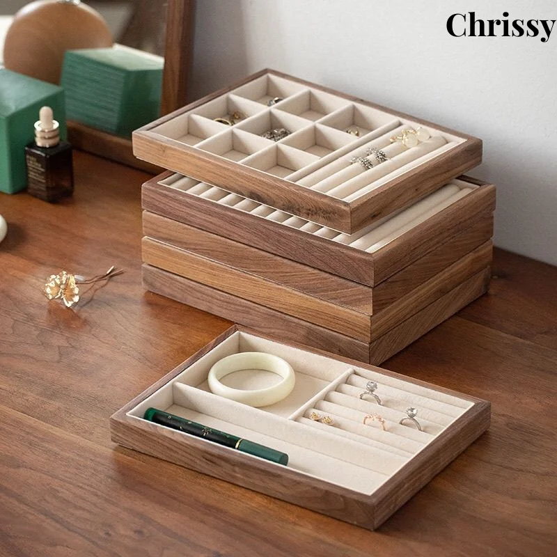 

Wooden Jewelry Tray Walnut Color Jewelry Ring Necklace Display Plate Jewelry Earrings Photography Props