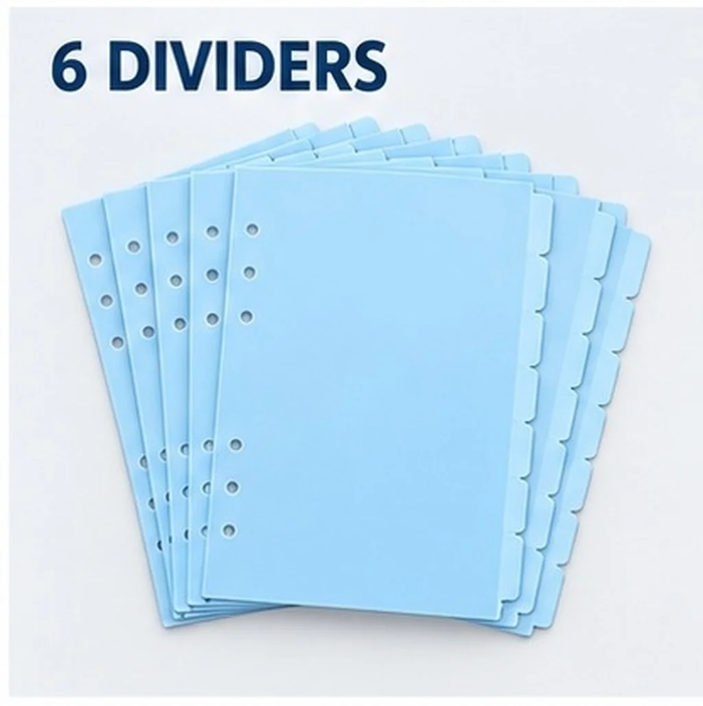 6Pcs Binder Index Divider Pages Plastic Page Dividers with Tabs for Planners Notebooks File Organization Tear Resistant