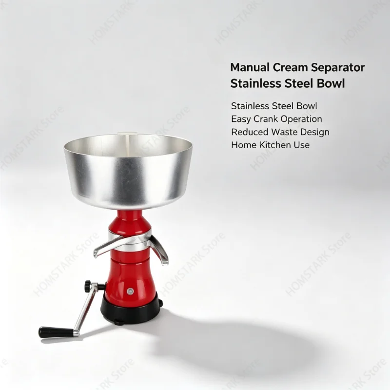 Aluminum Alloy Manual Milk Cream Separator, Small Disc‑Type Centrifuge for Household Butter Dairy Processing Equipment Accessory