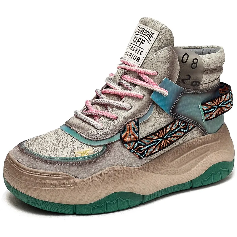 

GKTINOO 5CM Genuine Leather Women Boots Lady Platform Wedge Plush Warm Causal Autumn Winter Fashion Thick Bottom Sneakers Shoes