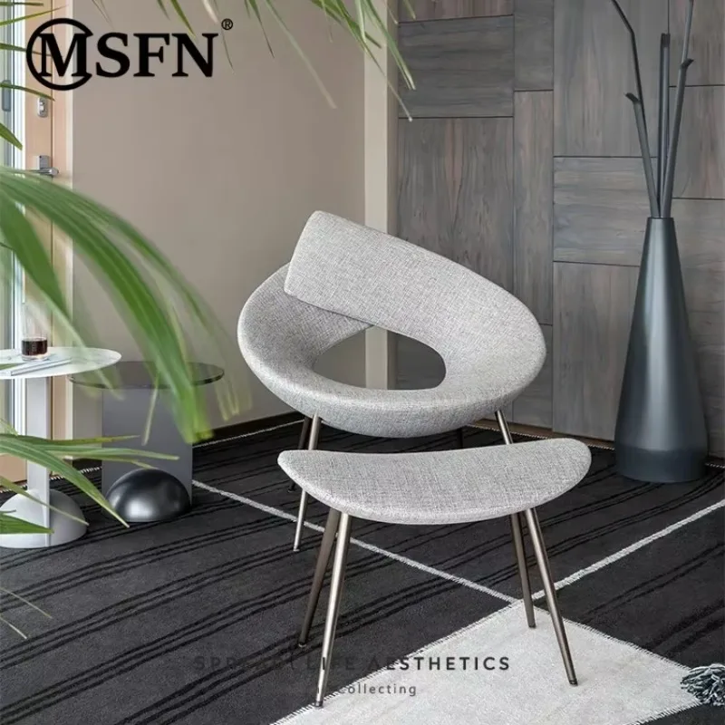 

Креативное ретро-кресло для отдыха с тканевой обивкой и кожаными элементами, с круглым замком-фиксатором, Lazy Bone Chair