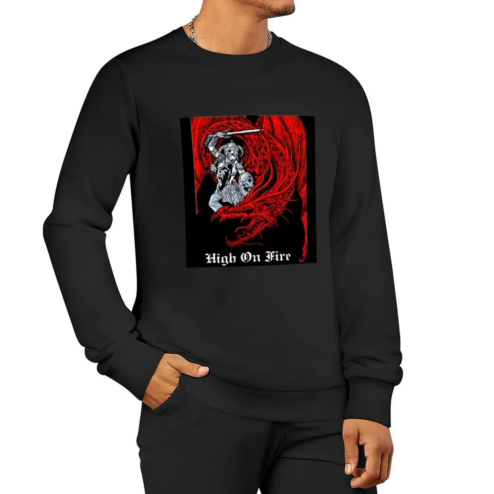 high on fire Pullover Hoodie men's sweat-shirt set winter man sweatshirt