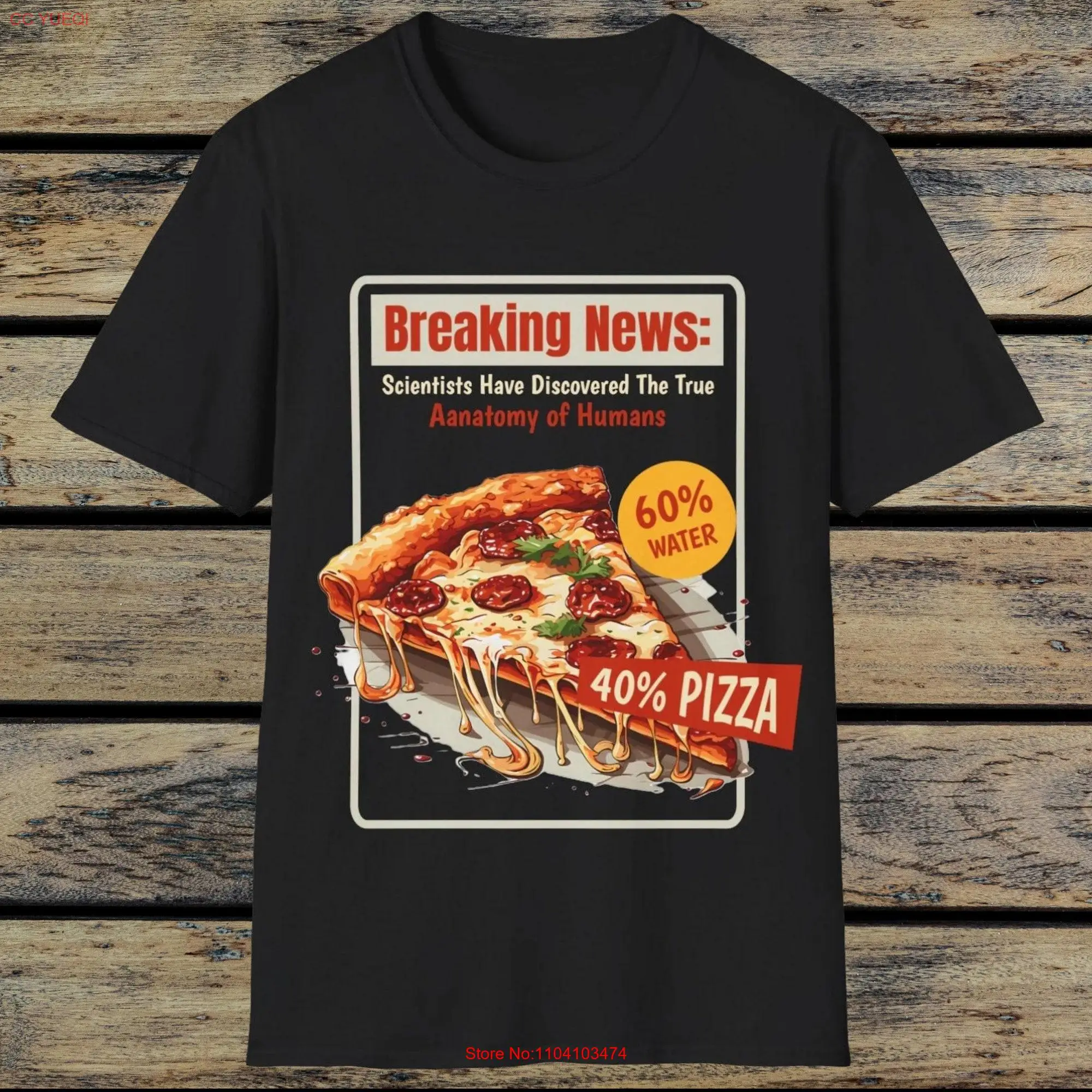 Funny Pizza Slice T Shirt Food Lover Foodie Fast Print  long or short sleeves