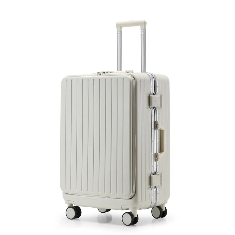 Travel Suitcase Rolling Luggage Zipper Aluminum Frame Boarding Trolley Case With wheels Carry-on Luggage with Cup holder