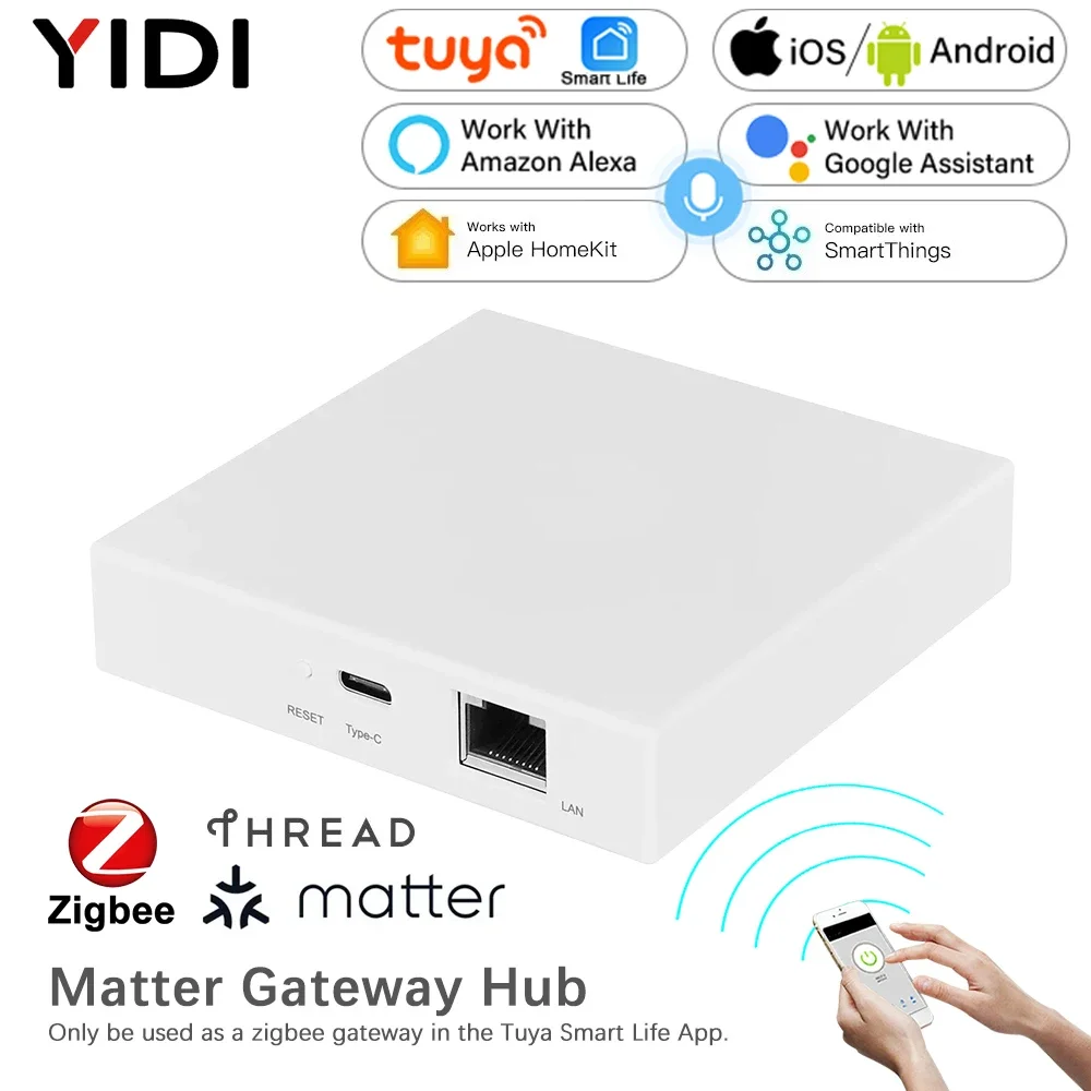 Smart Zigbee Matter Thread Wired Gateway Hub Bridge, App/Voice Remote Control works with Siri Homekit Smartthings Google Alexa