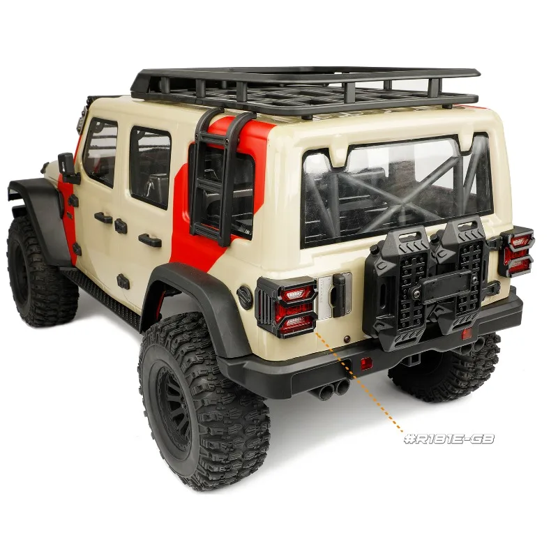 Modelo de simulación, cubierta de lámpara trasera de coche de juguete, cubierta protectora de malla, tubo de escape modificado actualizado para coche trepador de control remoto MK07 JK07 1/7