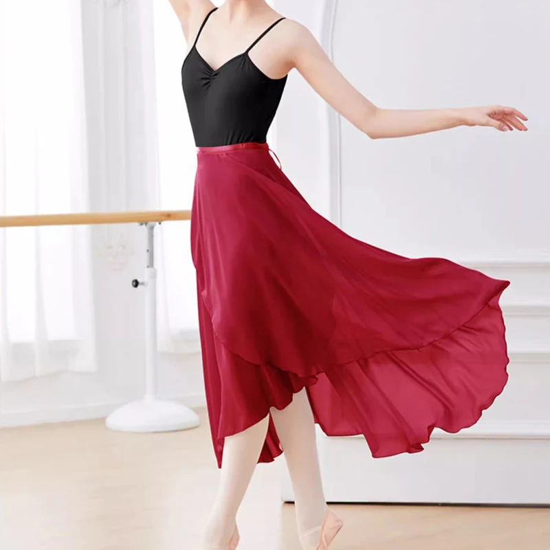 

Best Selling Ballet Skirt One Piece Lace Up Skirt Practicing Chiffon Apron Dance Veil Skirt Teacher Long Skirt Women