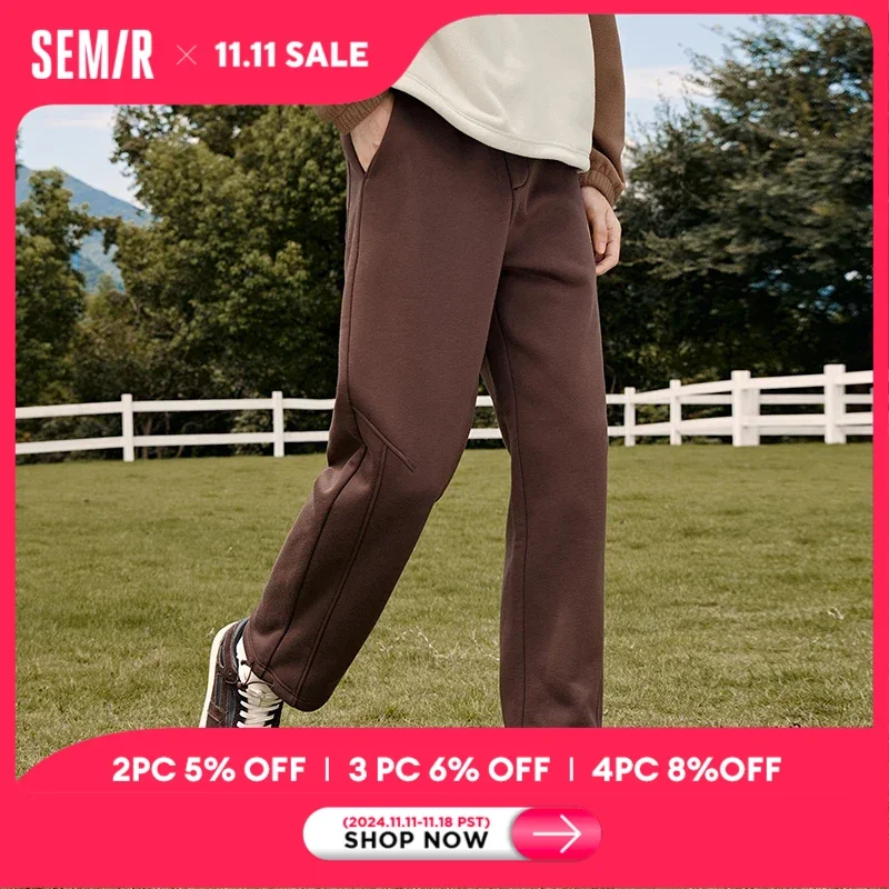 Semir Casual Pants Men 2023 Winter New Antibacterial Heat Storage Warm Fashion Loose Straight Trousers