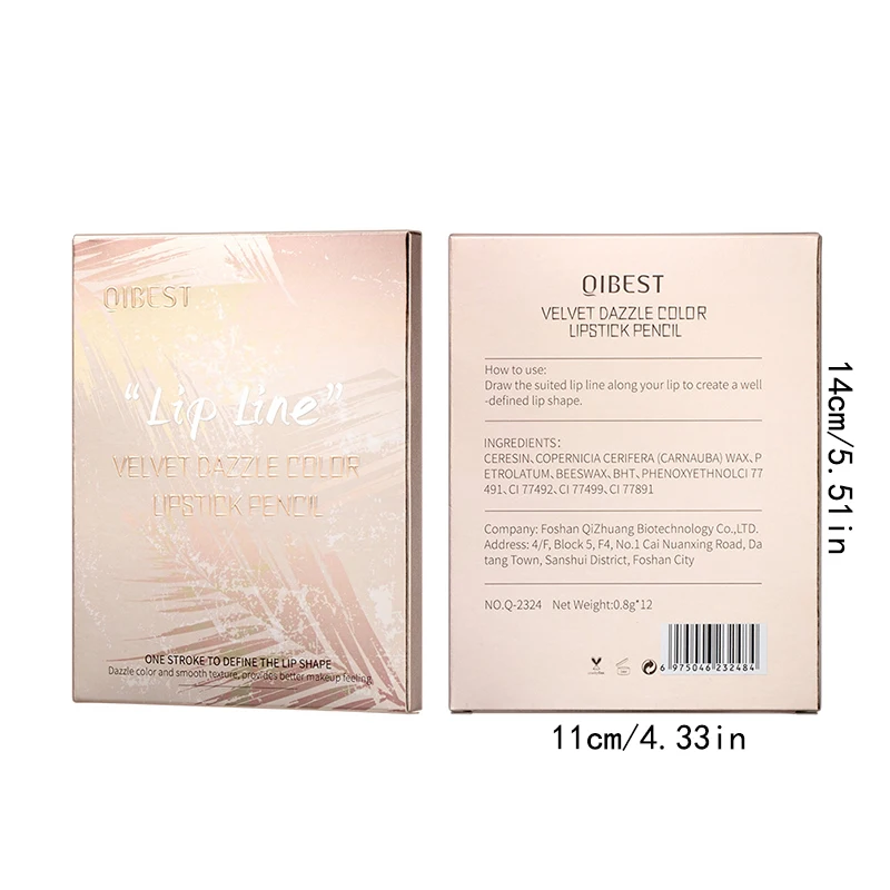 Set di matite per labbra da 12 colori evidenzia il colore non facile da sbavare Tazza antiaderente duratura Tubo dorato Matita per labbra impermeabile da donna M