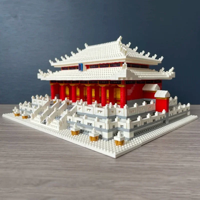 Lezi 8049 World Architecture Snow Hall Of Supreme Harmony Winter Palace Pavilion Mini Diamond Blocks Bricks Building Toy No Box