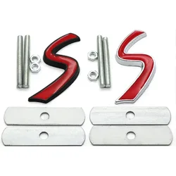 For Mini S Logo Front Hood Grill Badge Emblem Decals for Cooper R50 R52 R53 R56 R57 R58 F55 F56 Car Styling Sticker Accessories