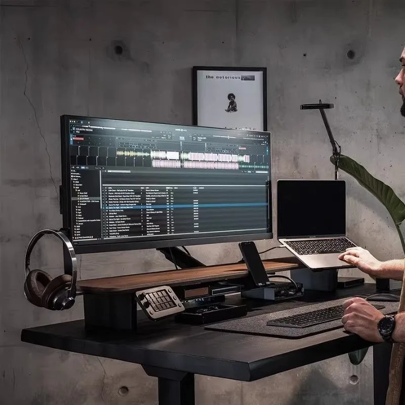 Wooden Monitor Riser Stand Office Desk Monitors Storage Holder Desktop Computer Screen Laptop Organizer Support Monitor Base