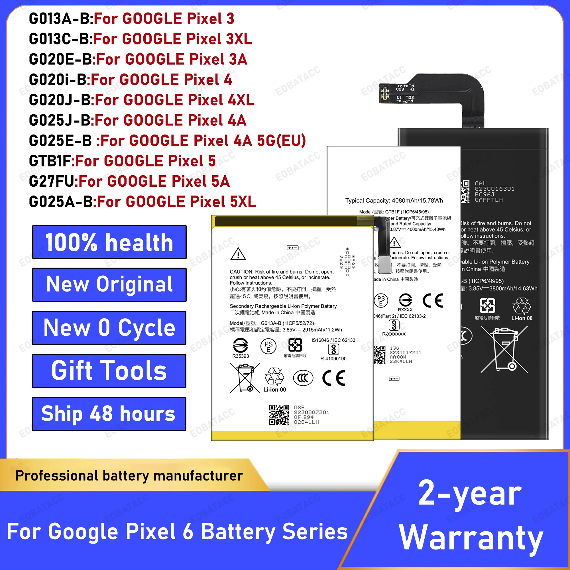 G013C-B G020I-B G020J-B G025E-B G013A-B G025J-B G27FU G025A-B Battery For Google Pixel 3 4 3XL 4XL 4A 5A 5G 5XL Phone Batteries