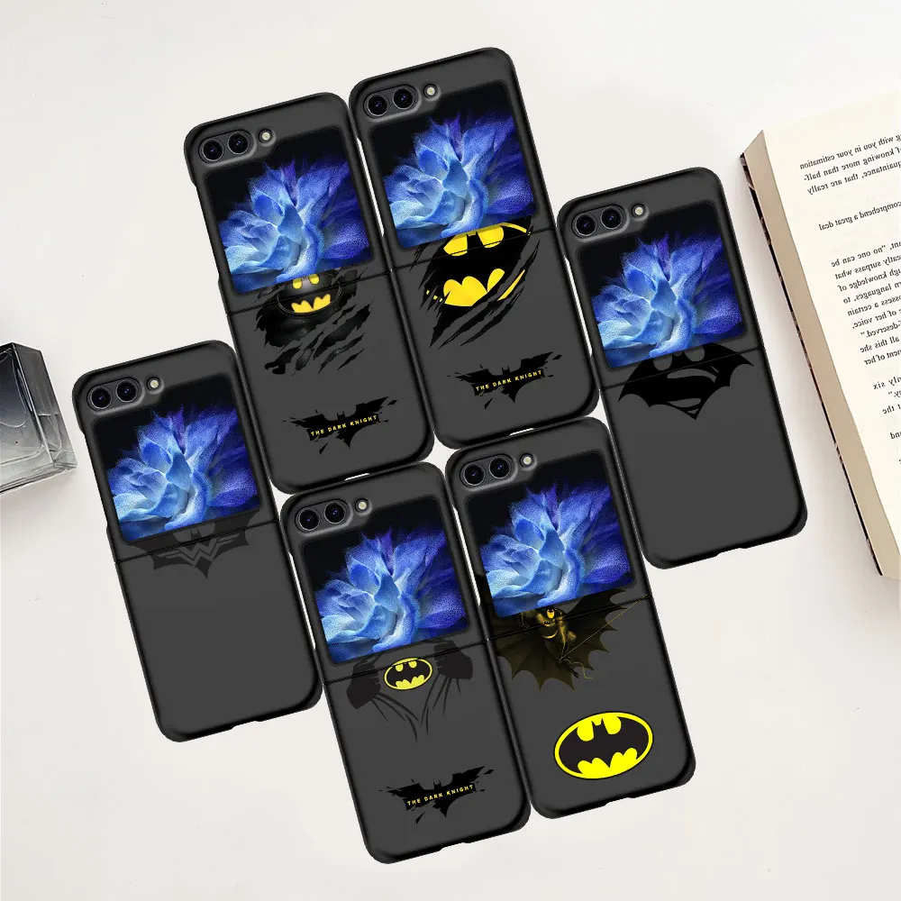 Heroes B-Batman Logo Funda for Samsung Galaxy Z Flip5 PC Black Phone Case Z Flip 5 Zflip5 Hard Folding Protective Cover Coque