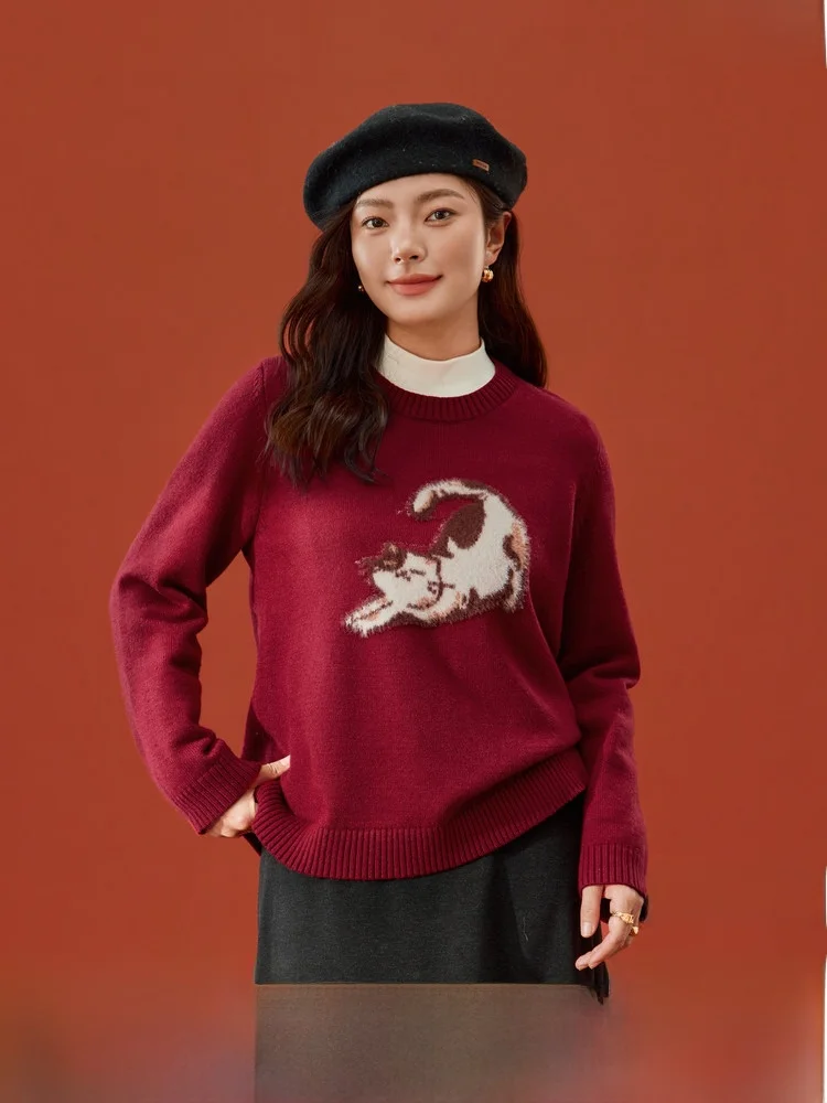 

Вязаная кофта Hakimi Lazy Sle с мультяшной вышивкой, большие размеры, женская, весенняя, новинка, удобная, дышащая