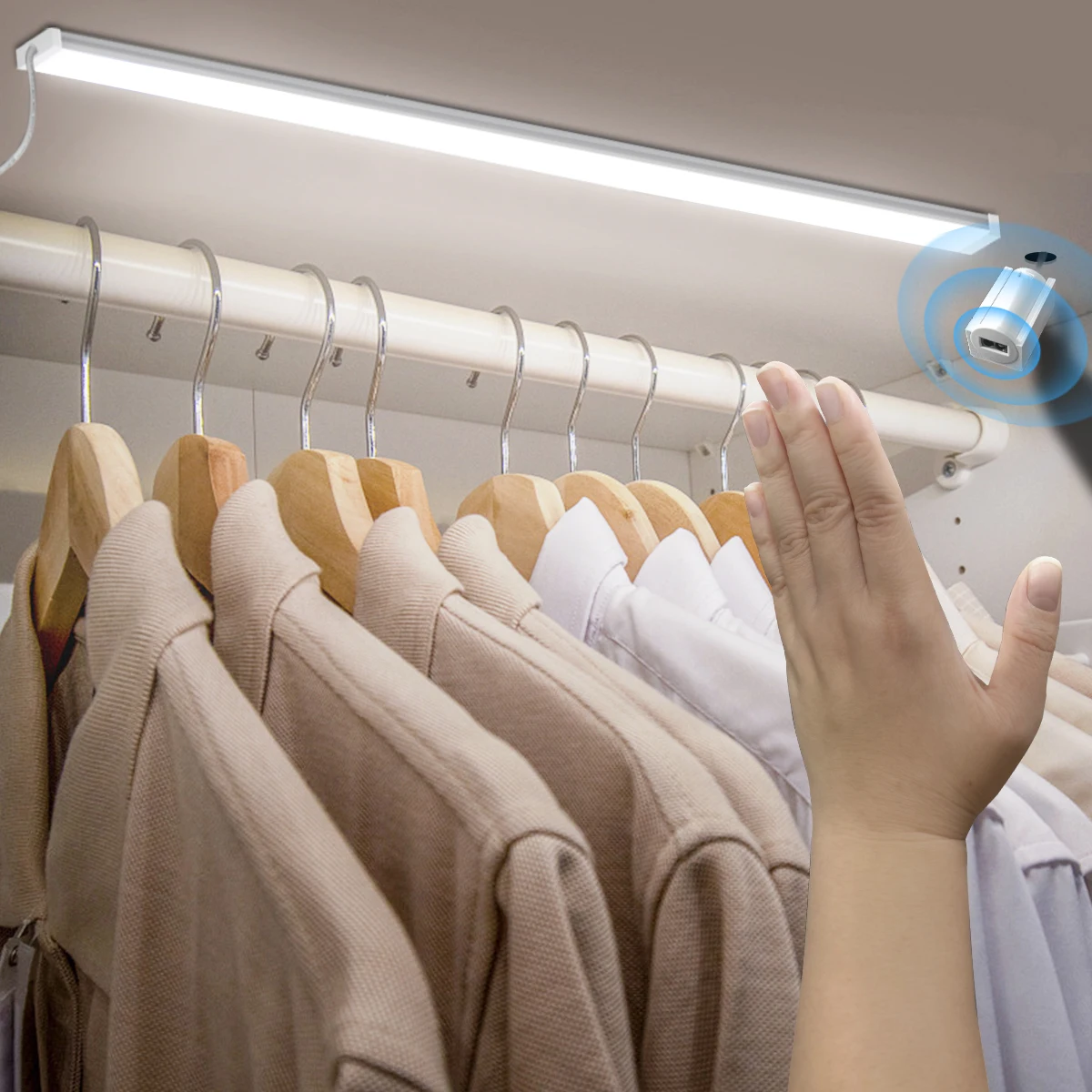 1-6Pcs Motion Sensor LED Lights Hand Sweep Under Cabinet Kitchen Light Aluminum Bar Lamp Wardrobe Shelf Closet Bathroom Decor