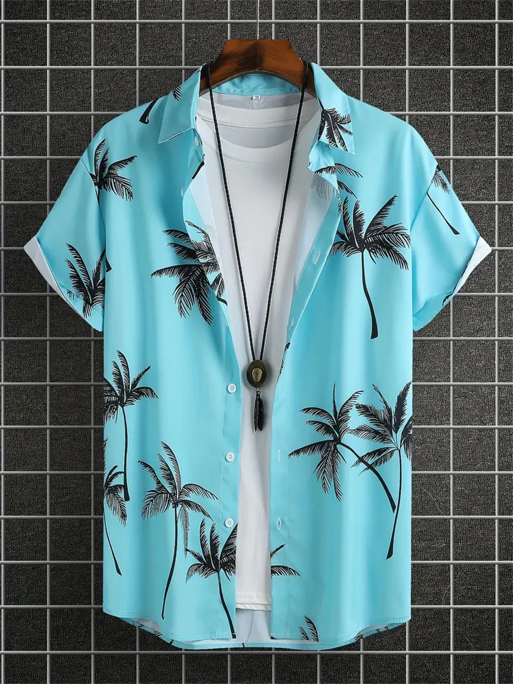 Camisa hawaiana con patrón de hojas tropicales para hombre, Camisa estampada informal rosa, Top de fiesta en la playa de alta calidad, ropa Vintage