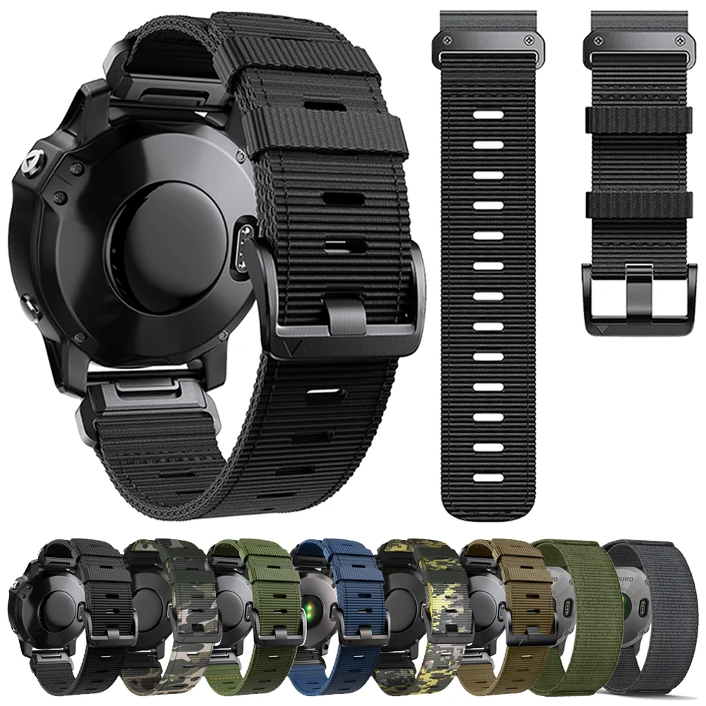 רצועת ניילון Quickfit בגודל 22-26 מילימטר לשעון Garmin Forerunner 965 955 אביזרים לשרשרת Instinct 2X Solar Approach S70 S62 S60 WatchStrap