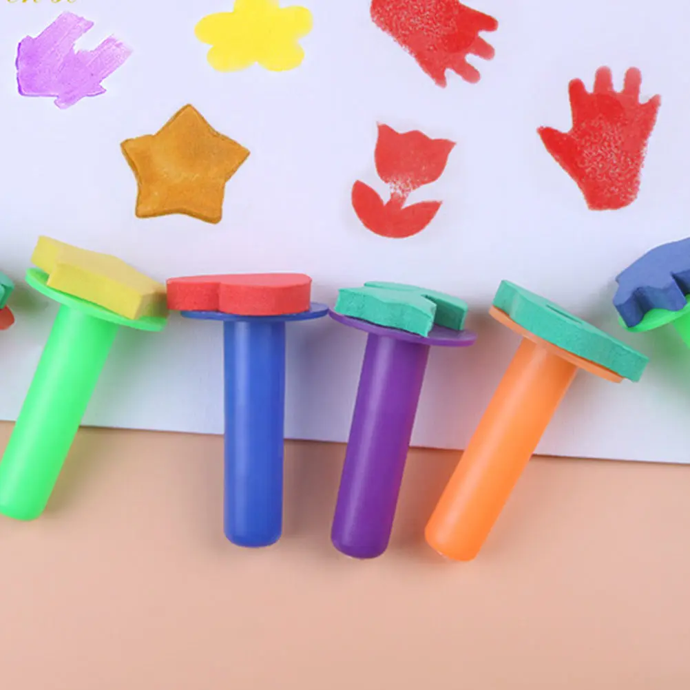 

Children Painting Tools Sponge Drawing Accessories Foam Brush Stamps DIY Set for Kids Art Craft Easy Clean Durable Stylish
