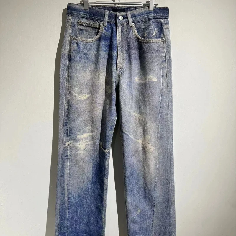 Top Quality Men's Vintage Washed Jeans Man Comfortable Denim Pants Y2k Clothes Men's Clothing Baggy Jeans