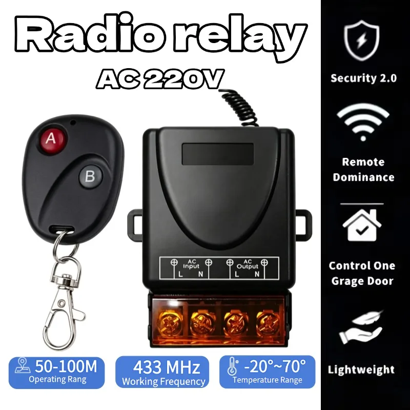 AC220V 433Mhz Remote Control Switch Hign Power On off Remote Control Transmitter for Water Pump Motor LED/Electric Appliance