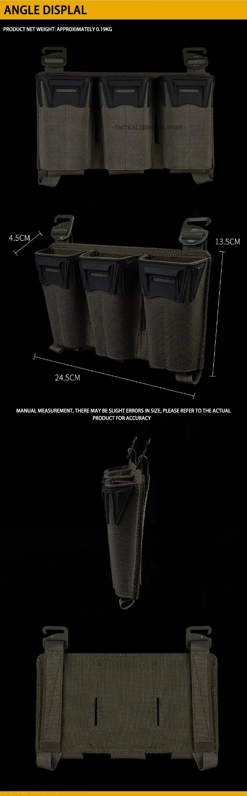 Taktische Plakat Multi-Kaliber Triple Mag Pouch Für 5,56/7,62x39/PCC 9 MM Erweiterte Glock Magazin KZ Jagd Weste Front Panel – Detail 2
