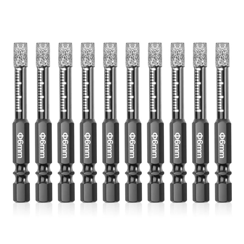 ABRW-10 個ダイヤモンドドリルビット、6 ミリメートルドライダイヤモンドコアドリルビットセット、花崗岩、タイル、ガラス、大理石、レンガ、石用簡単インストール