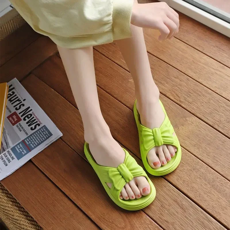 Bathroom House Shoes Women's Slippers And Ladies Sandals Indoor With Bow Open Toe Green Platform Slides Sale Vintage B W G