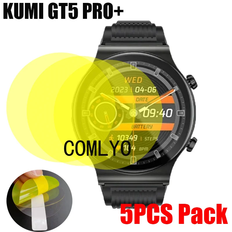 5Pcs For KUMI GT5 Pro+ Smart watch Screen Protector Soft Film TPU Hydrogel Unthin HD Anti-Scratch Films