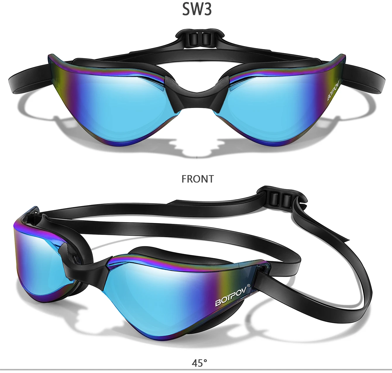 Schwimmbrille, beschlagfrei und klare Sicht, kein Auslaufen, schnell verstellbarer Riemen in verschiedenen Linsenfarben – Detail 7