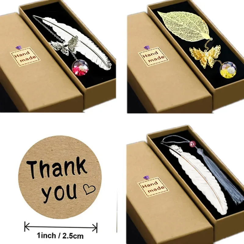 Creative Teacher Supply Boxed Brass Pendant Pretty Feather Butterfly Book Marks for Thank You Friend Mistress Supply Bookmark