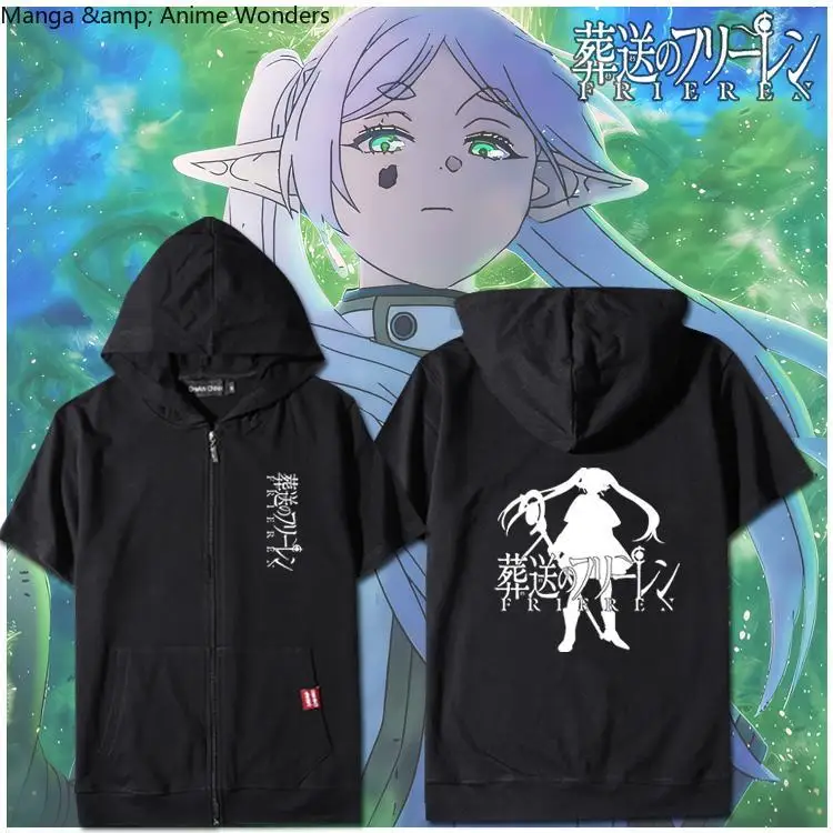 

Frieren: Beyond Journey's End T Shirt Men T-Shirt Hooded Short Sleeve Tees Games Anime Cosplay Tops Summer