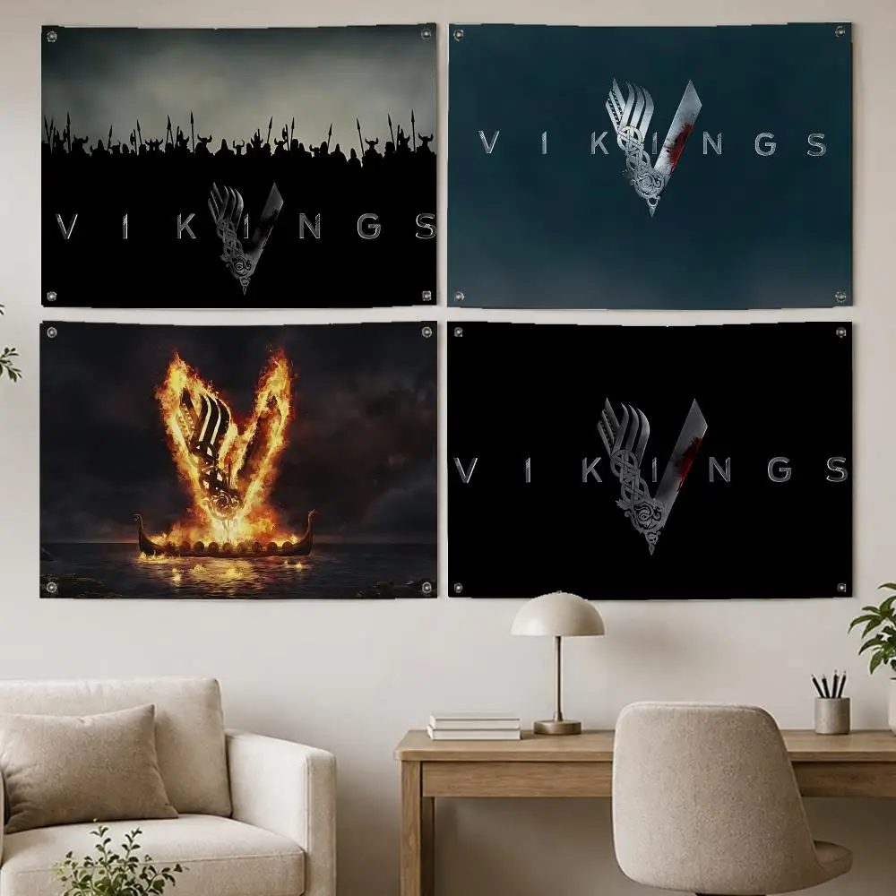 Viking Norse Symbol Art Flags Room Home Decor Wall‑Hanging Art Banner, Outdoor for Bedroom Party Background Decoration