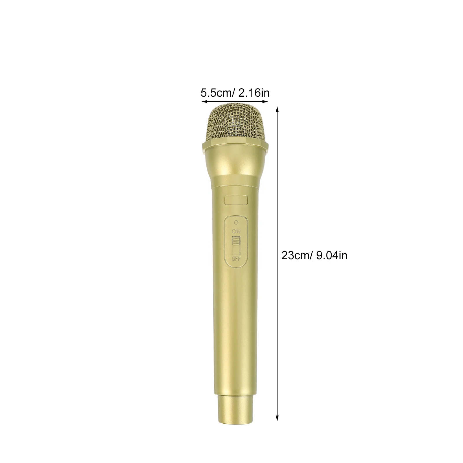 2개 세트 가짜 마이크 소품 금색 사실적인 모형 어린이 놀이용 카라오케 공연 무대 의상 파티 용품