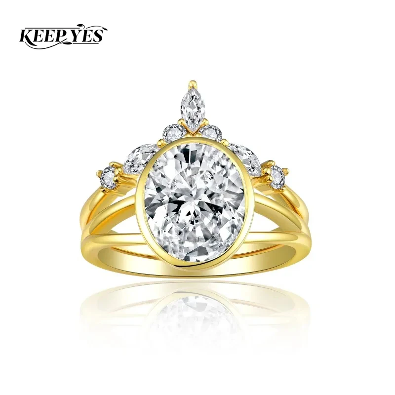 

Комплект обручальных колец KEEP YES с овальным муассанитом 3 карата (8*10 мм) для женщин, серебро 925 пробы, с сертификатом GRA