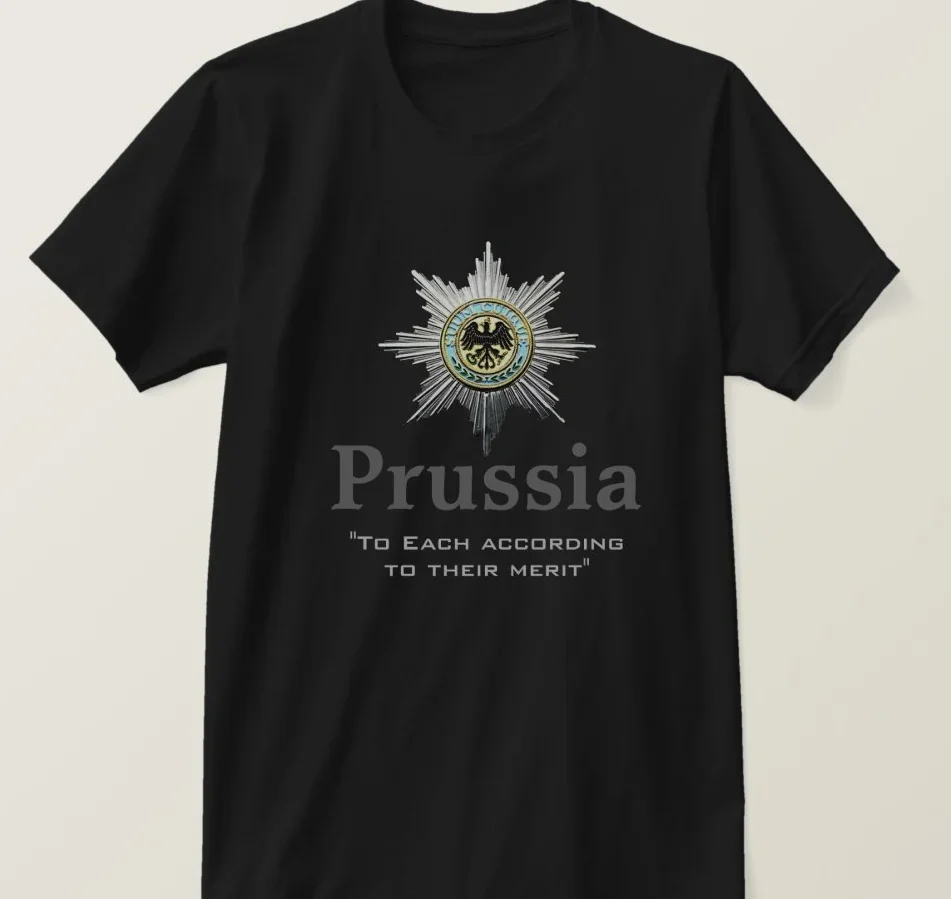 Prussian Motto Black Eagle Silver Star Breast Medal Mens Gift T-Shirt New S-5XL Summer Cotton Short Sleeve O-Neck T Shirt style