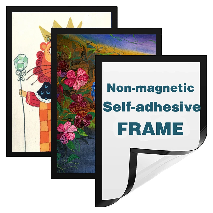 Photo Frame A3 A4 Magnetic-Free No Residue Adhesive Frame Reusable Diamond Art Wall Poster Frame Picture Hangers Kids Frames