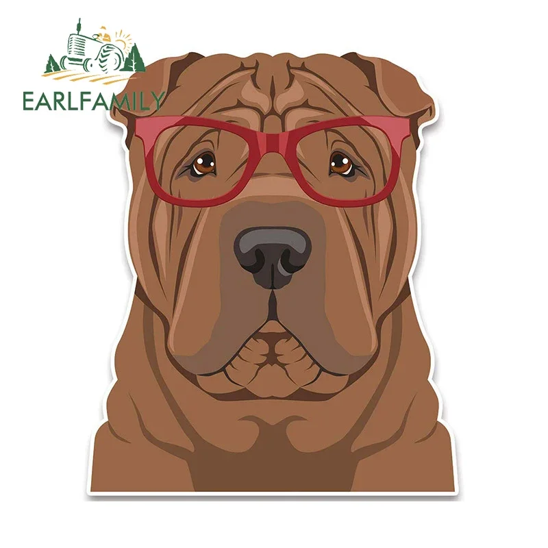 EARLFAMILY 13cm for Dog Wear Glasses Maltese Car Stickers Waterproof Decals Car Accessories Vinyl Windows Scratch-Proof Decor